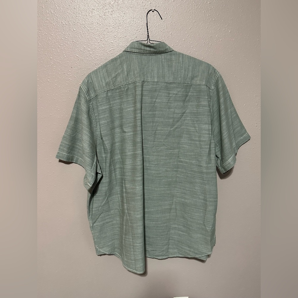 New Shirt Mens XXL Woolrich Green Solid Short Sleeve Causal Pockets - Picture 4 of 11